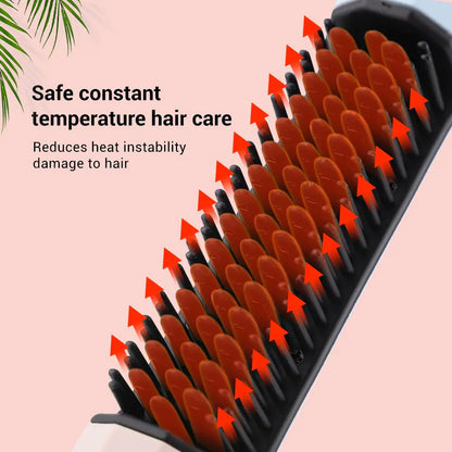 Portable Wireless 2-in-1 Straightening/Curling Comb